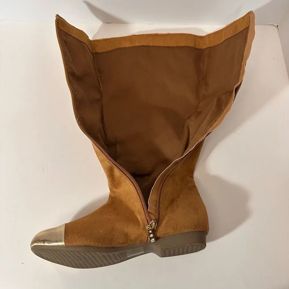 Joann Boyce Studded Captoe Boots Faux Suede Brown | Women Size 9